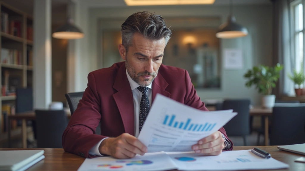 Профессиональный финансовый консультант просматривает экономические диаграммы и статистику