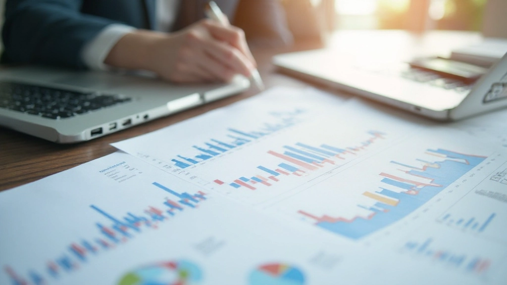 Портфель инвестиций с диаграммами роста и документами анализа