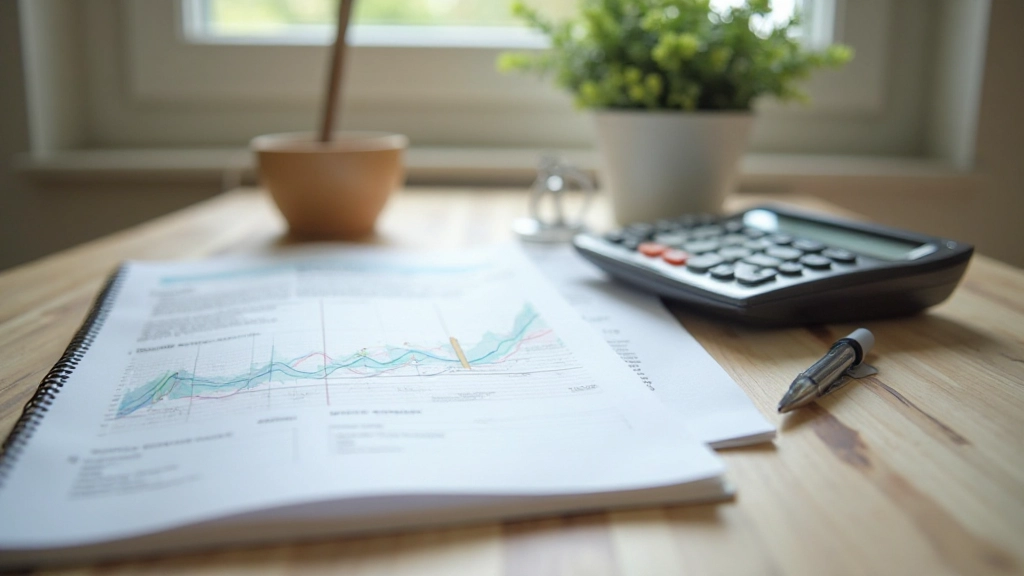 Организованный письменный стол с планом финансов и калькулятором