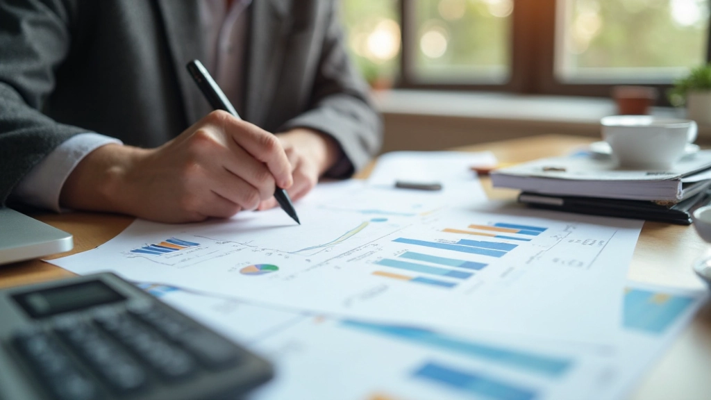 Профессиональное рабочее пространство с экономическими графиками и финансовыми документами