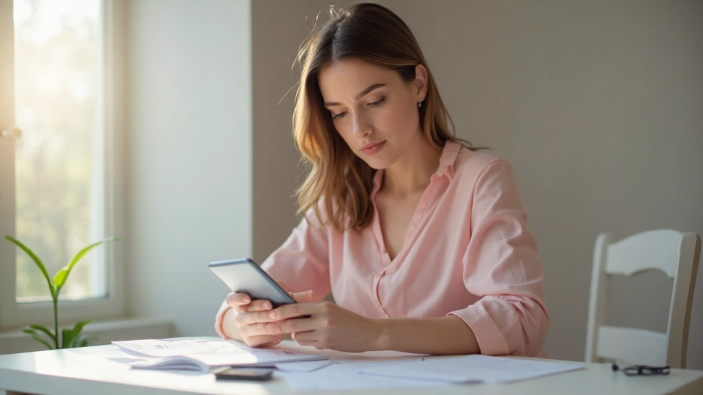 Молодая профессиональная женщина использует калькулятор и смартфон для отслеживания бюджета